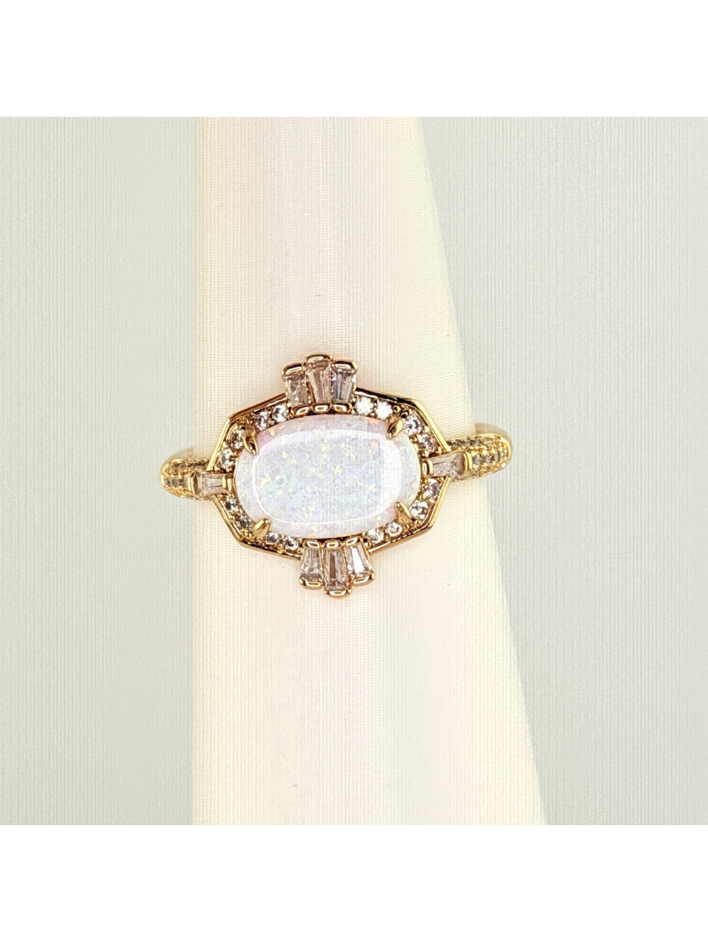 Bomb Party October Ring Sz 10 "The Pause That Sparkled" Opal on Yellow Gold